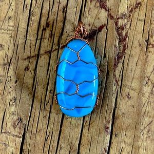 Larimar Stone Wire-wrapped Pendant